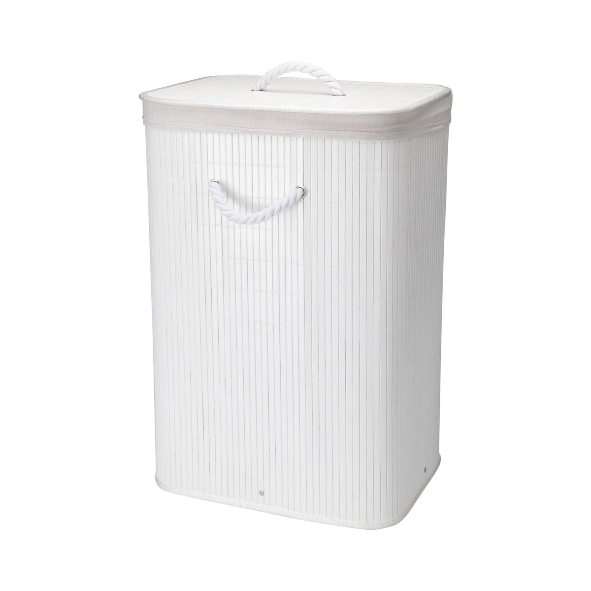 Cesta ropa sucia bambú plegable Blanco algodón 40x30x60