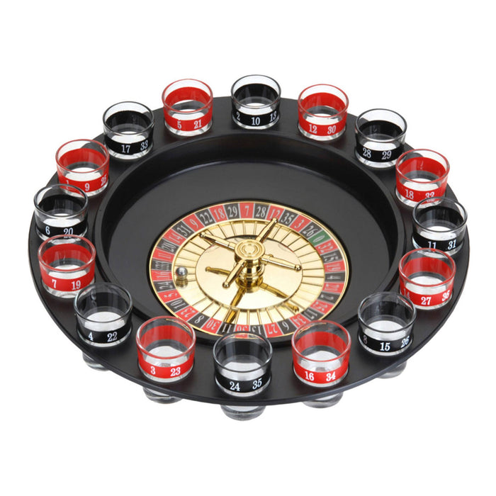 Juego de beber con ruleta 16 vasos chupito y 2 bolas de metal