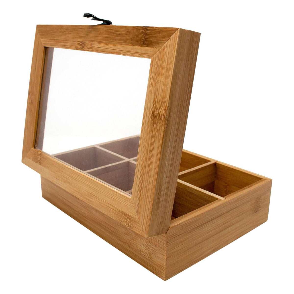 Caja de té bambú 6 compartimentos tapa transparente 21cm (6)