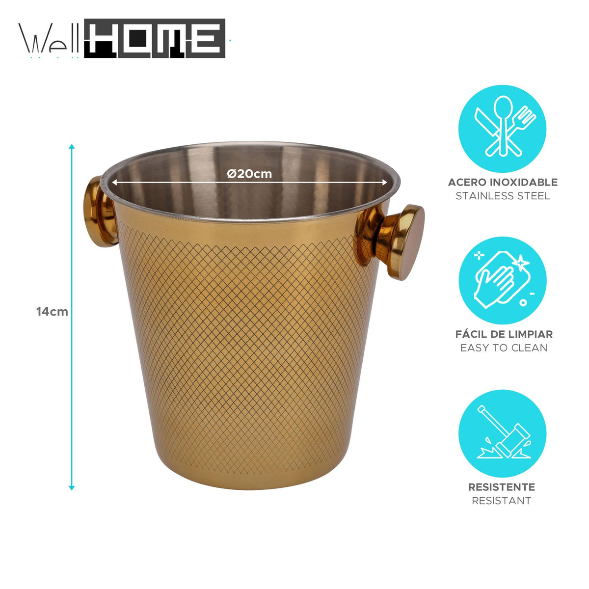 Enfriador champán acero inoxidable Ø20cm color dorado (2)