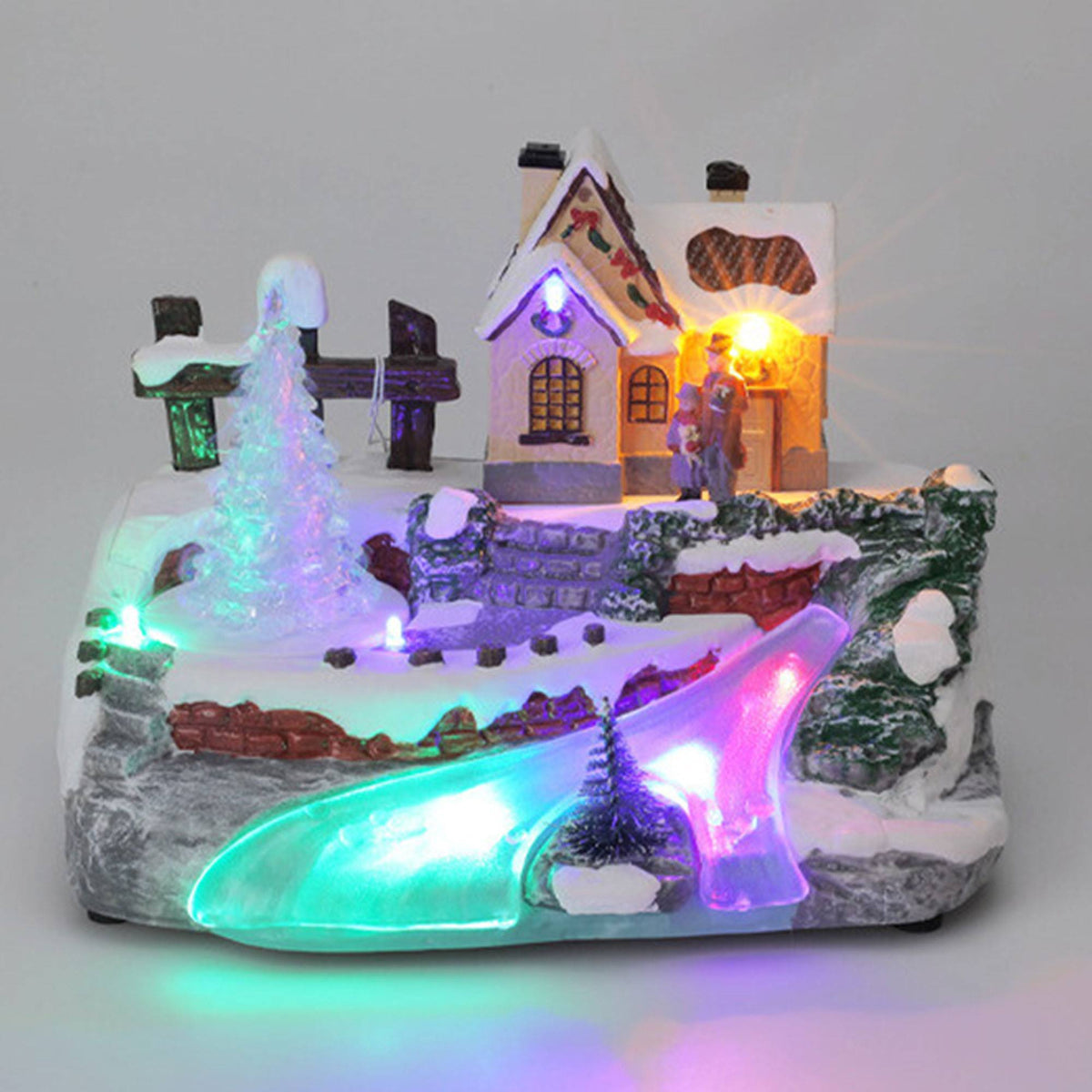 Escena invernal decorativa con movimiento y luces LED 2 diseños (3)