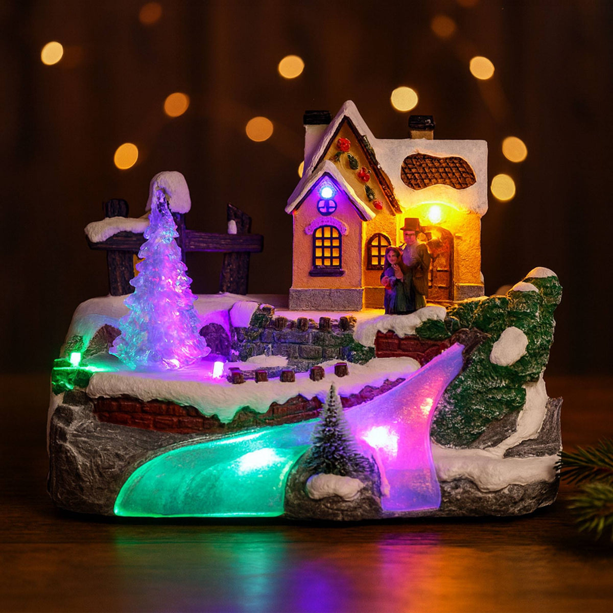Escena invernal decorativa con movimiento y luces LED 2 diseños (4)
