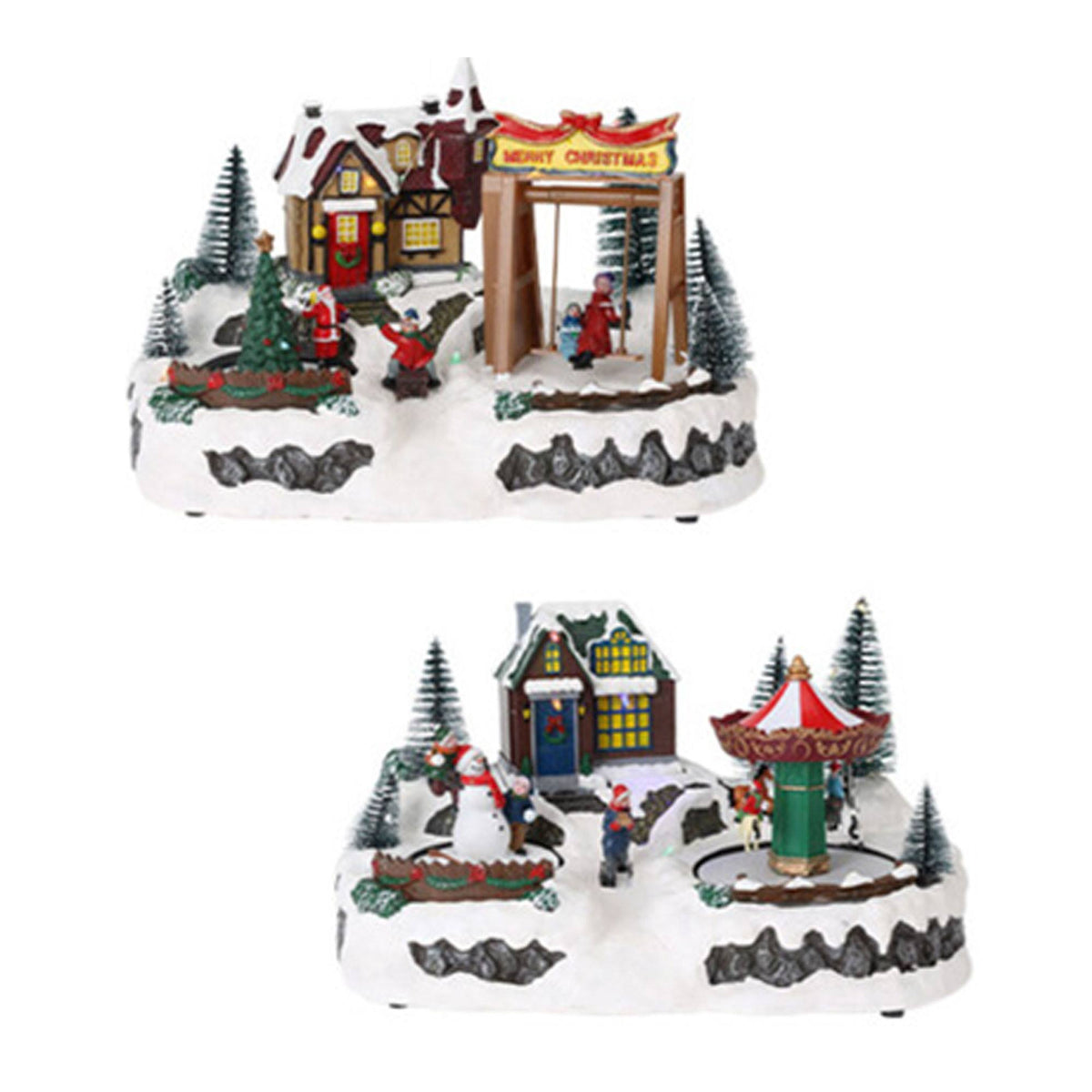 Casa de navidad decorativa con movimiento y luces LED (5)