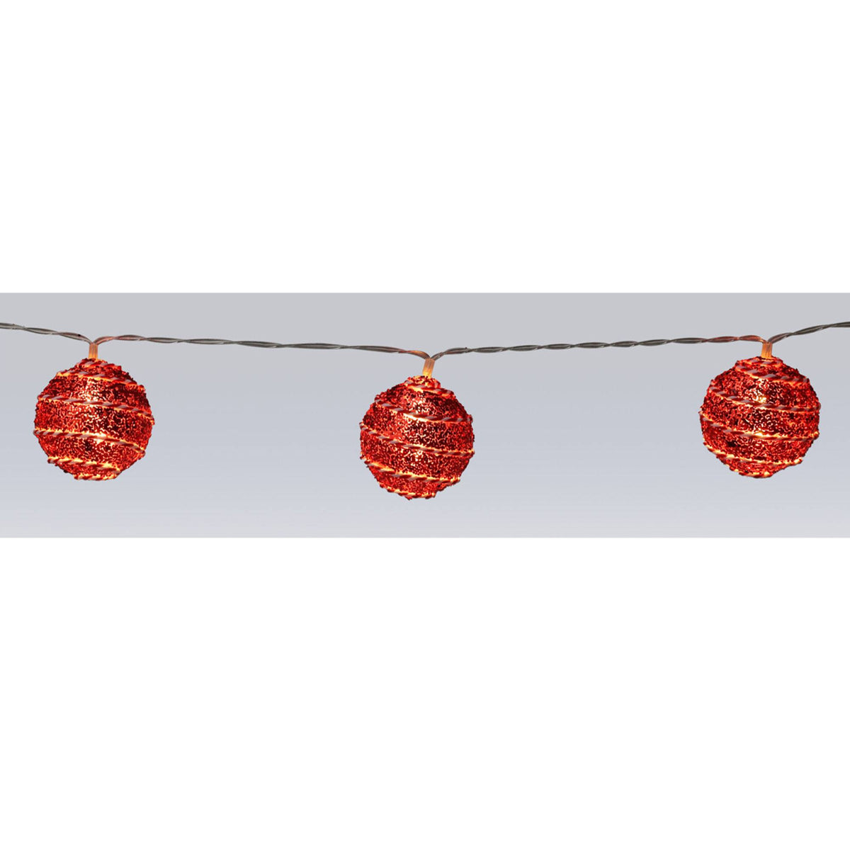 Guirnalda navideña 10 LED con bolas rojo y blanco (3)