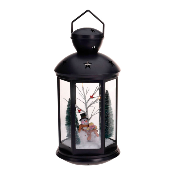 Farol navideño escena interior LED blanco cálido 43cm