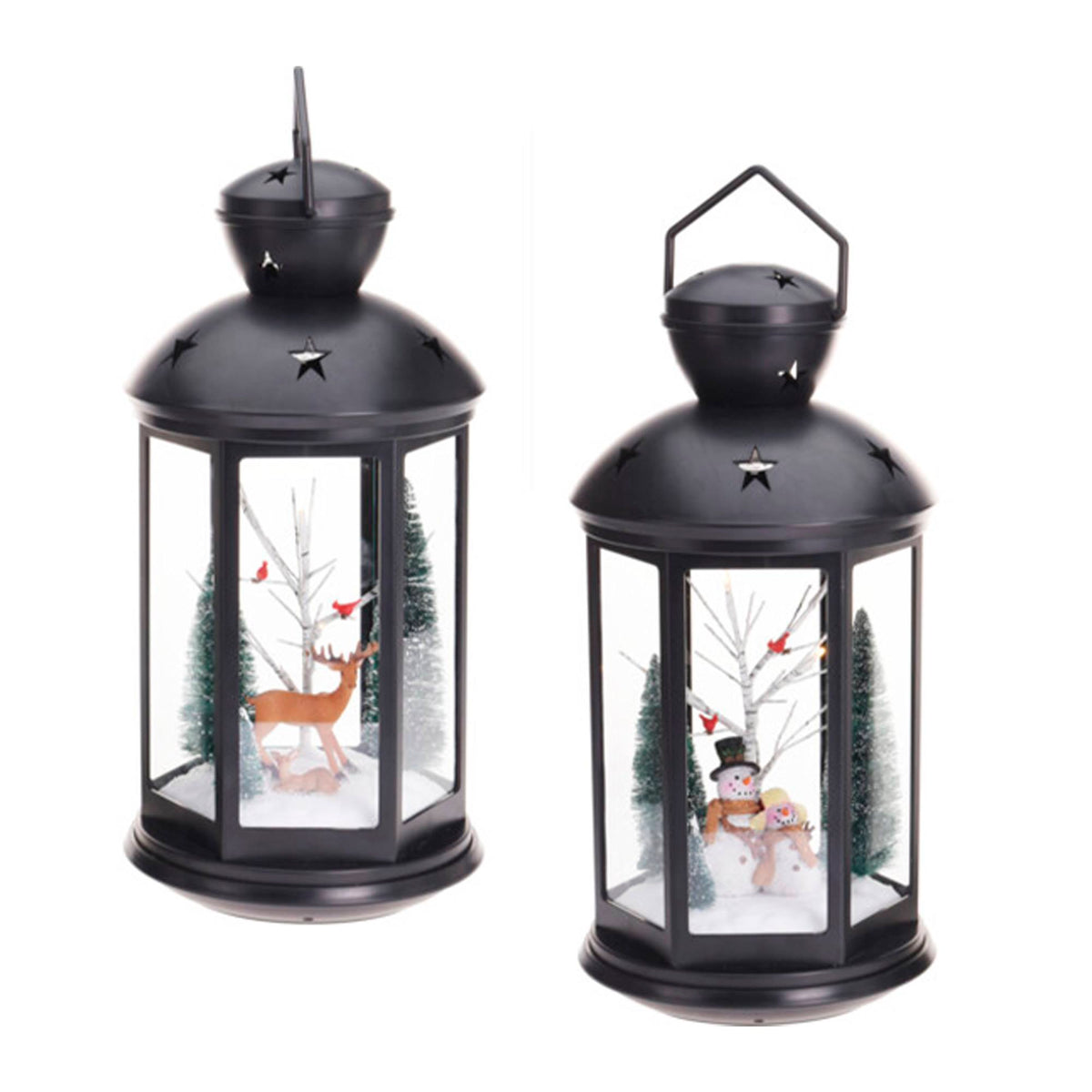 Farol navideño escena interior LED blanco cálido 43cm (3)