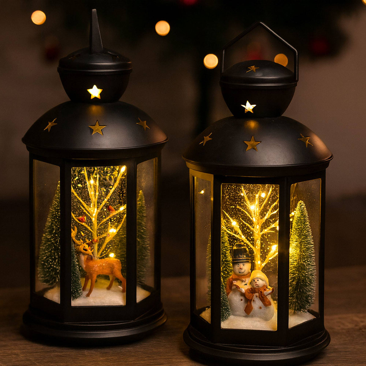 Farol navideño escena interior LED blanco cálido 43cm (5)