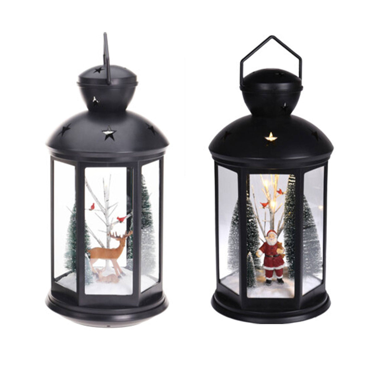Farol navideño escena interior LED blanco cálido 43cm (3)