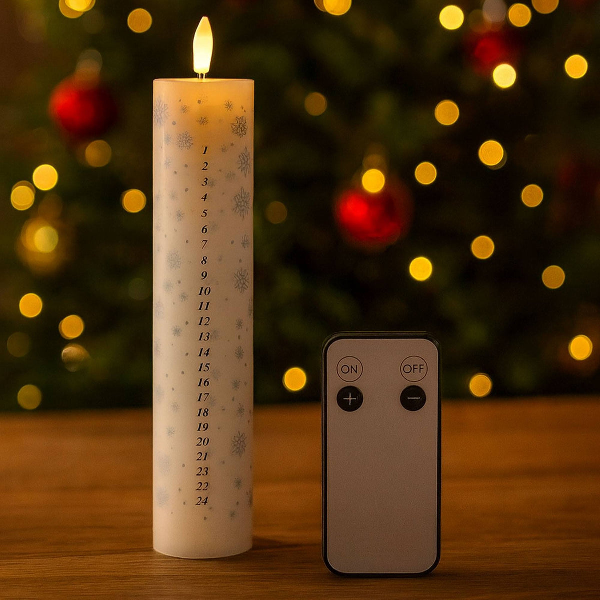 Vela adviento LED control remoto llama cálida Ø5x25cm (3)