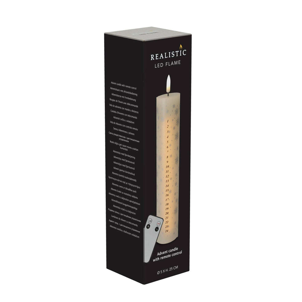 Vela adviento LED control remoto llama cálida Ø5x25cm (5)