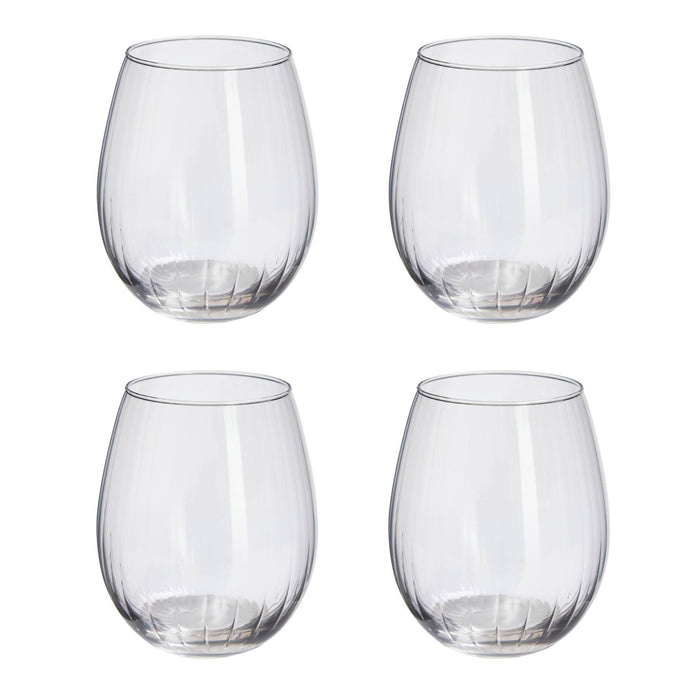 Juego 4 vasos de vidrio 420ml diseño de rayas Ø6x10,5cm