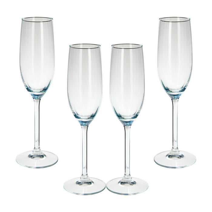 Juego 4 copas de champán 210ml diseño de rayas Ø4,5x23cm