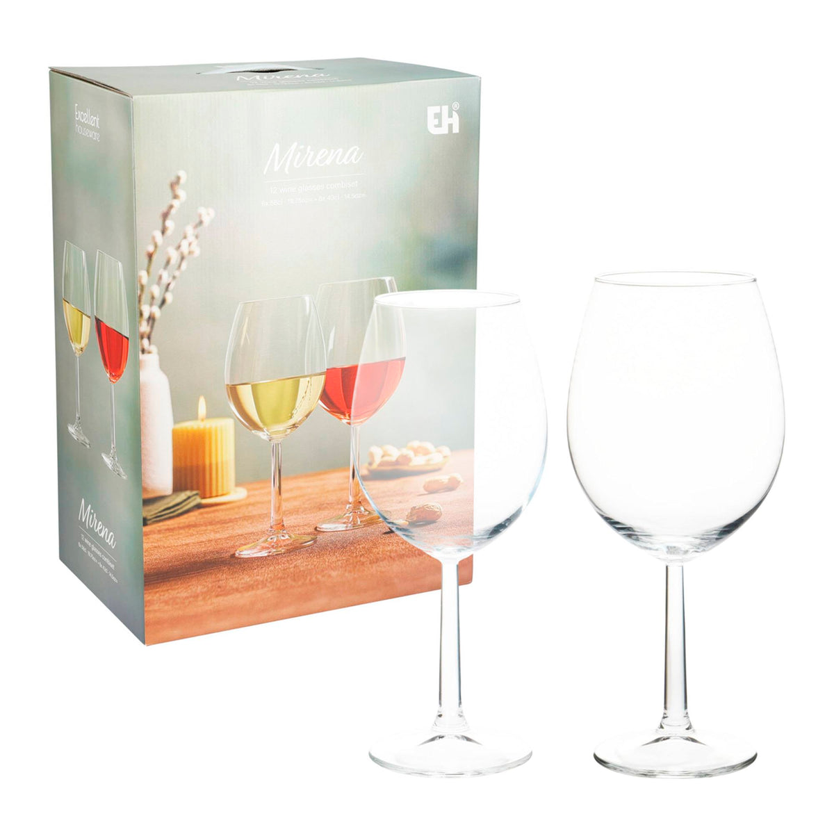 Juego 12 copas de vino 6x580ml y 6x430ml en dos tamaños