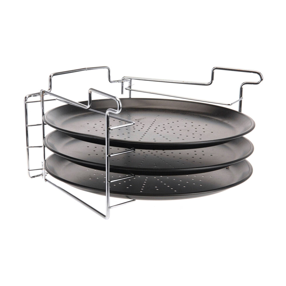 Juego de horneado de pizza 4 pzs soporte alambre y 3 bandejas