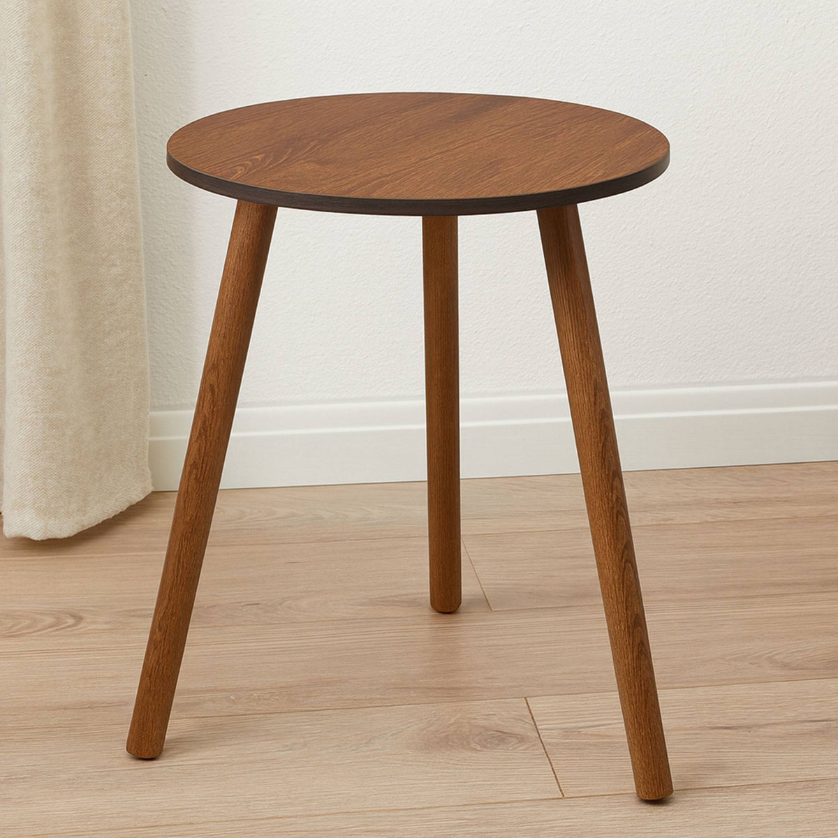 Mesa auxiliar Ø40x41cm MDF con patas pino acabado nogal oscuro (4)