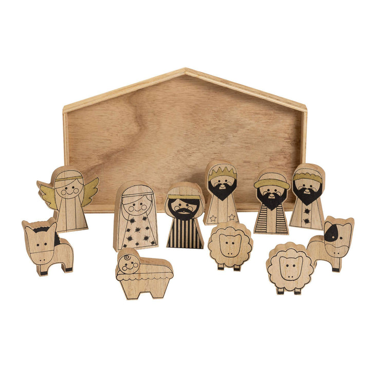 Belén infantil de madera para colorear 11 pzs 28,5x17,3x2cm