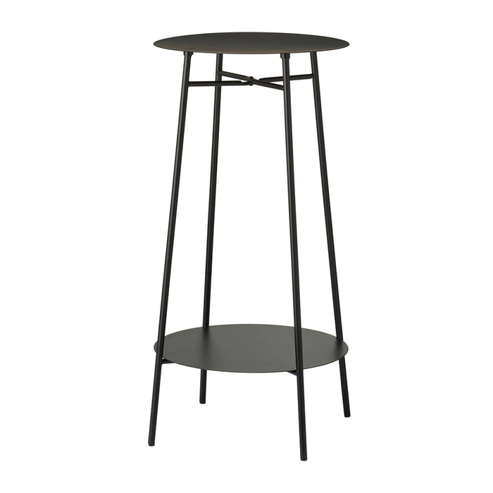 Mesa auxiliar de hierro 2 niveles color negro Ø35x60cm