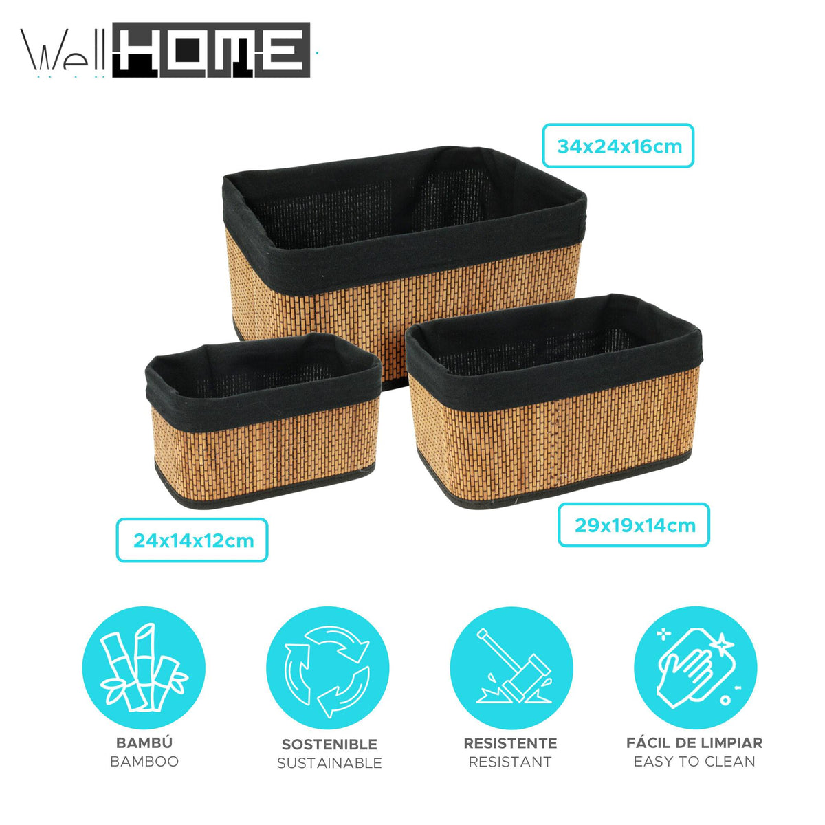 Set 3 cestas bambú forro lino natural rectangular surtido (2)