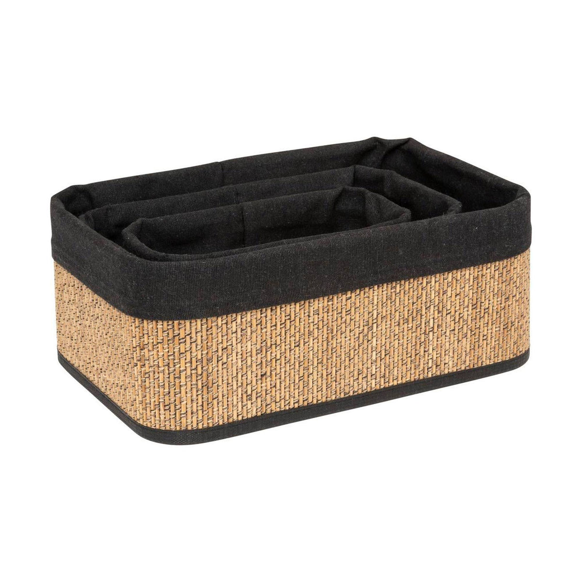 Set 3 cestas bambú forro lino natural rectangular surtido (3)
