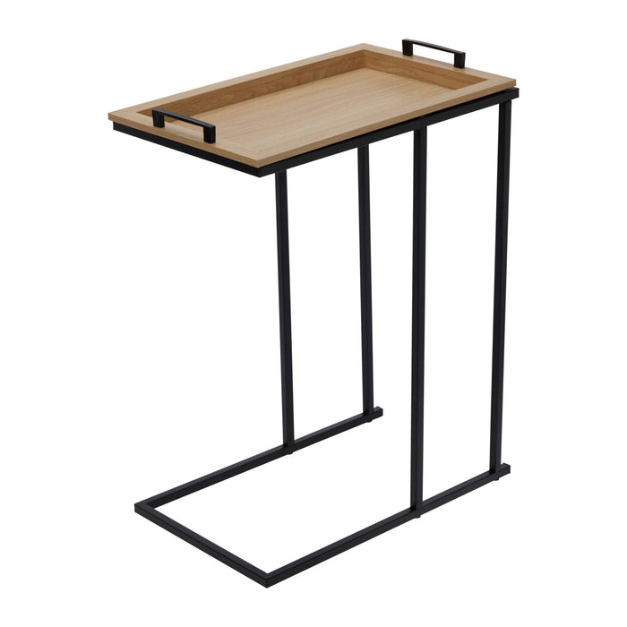 Mesa auxiliar con bandeja extraíble estructura negra 45x28x59cm