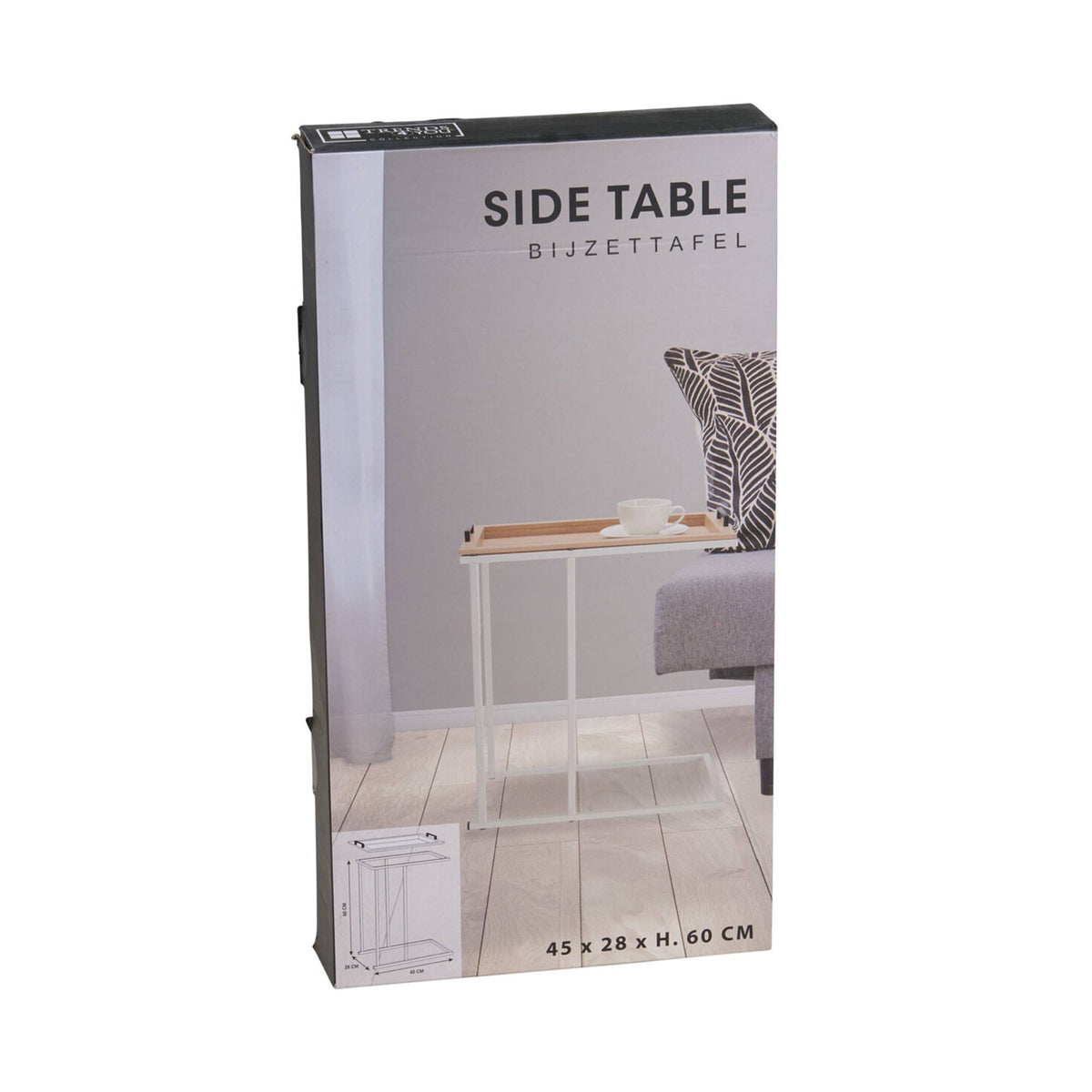 Mesa auxiliar con bandeja extraíble Blanco 45x28x59cm (3)