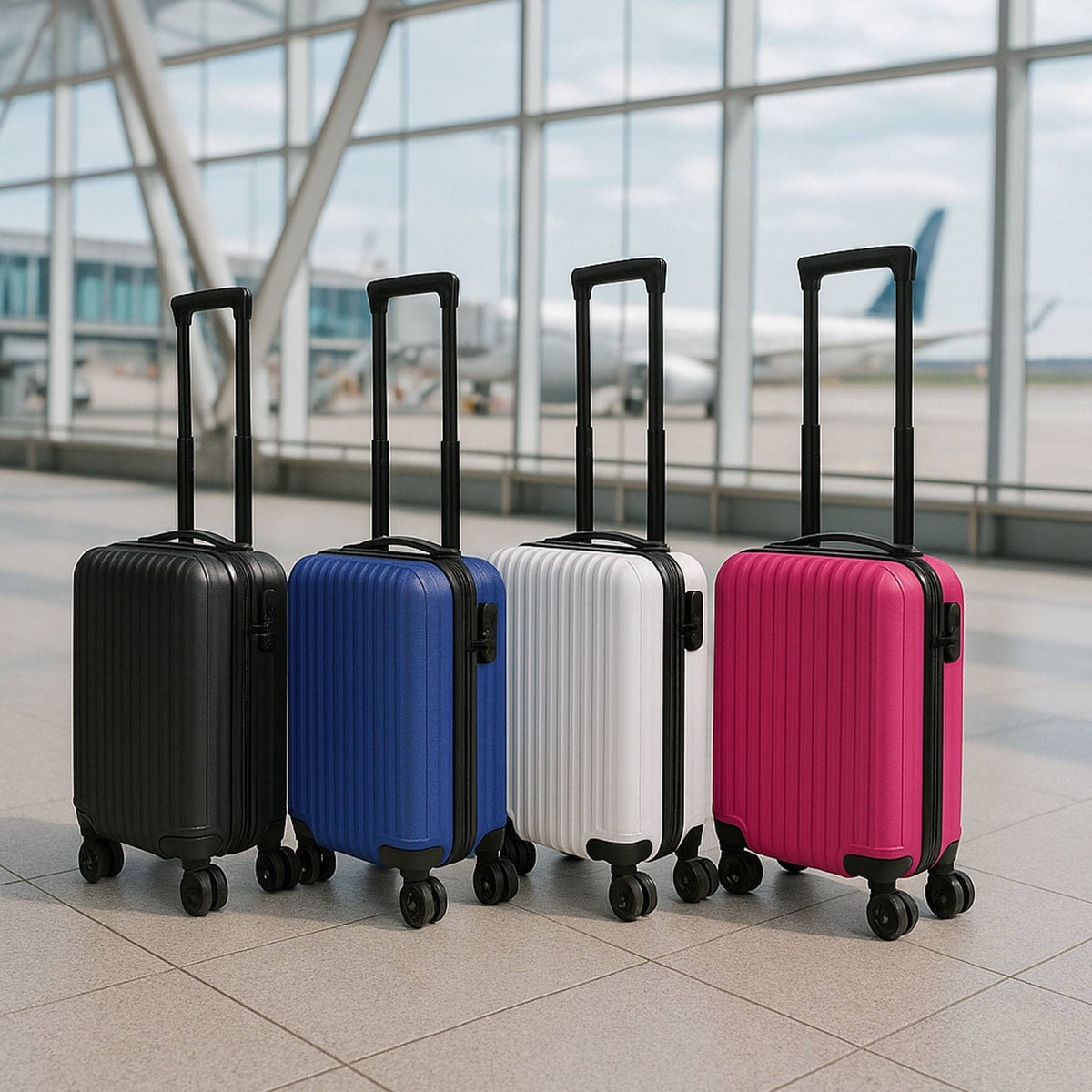 Maleta de cabina negra 16'' 45x30x21,5cm ABS 4 ruedas giratorias (4)