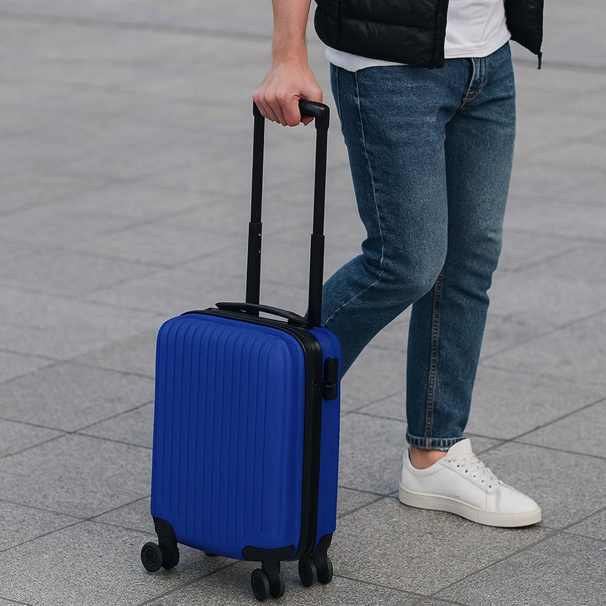Maleta de cabina azul 16'' 45x30x21,5cm ABS 4 ruedas giratorias (3)