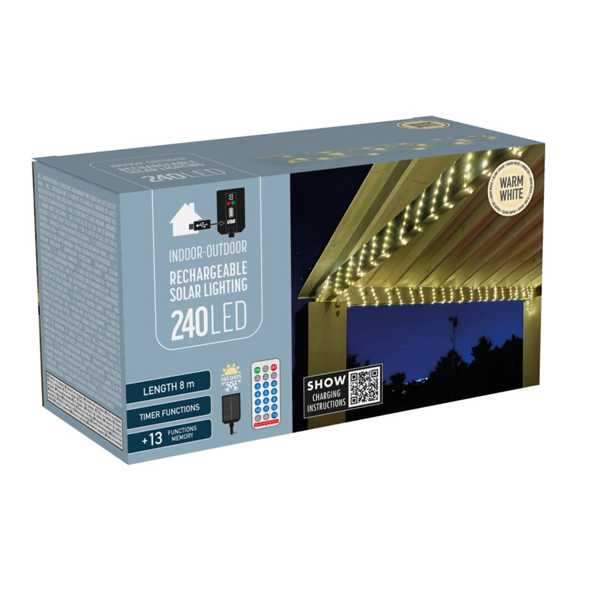 Luz solar LED recargable 13 modos temporizador cable 3m (6)