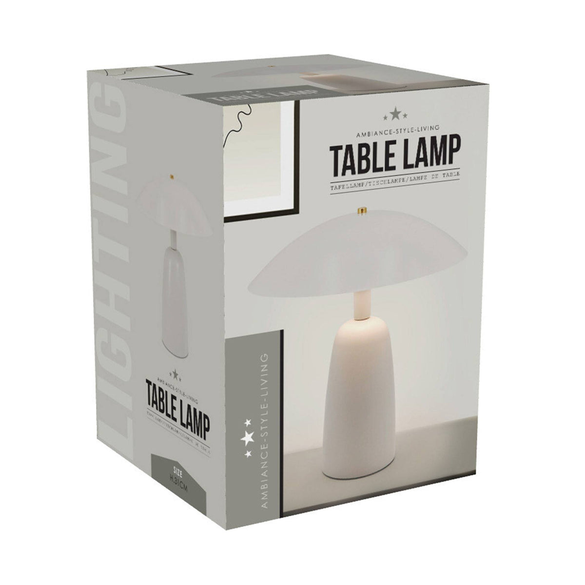 Lámpara de mesa hierro blanco roto pantalla redonda Ø31x39cm (3)