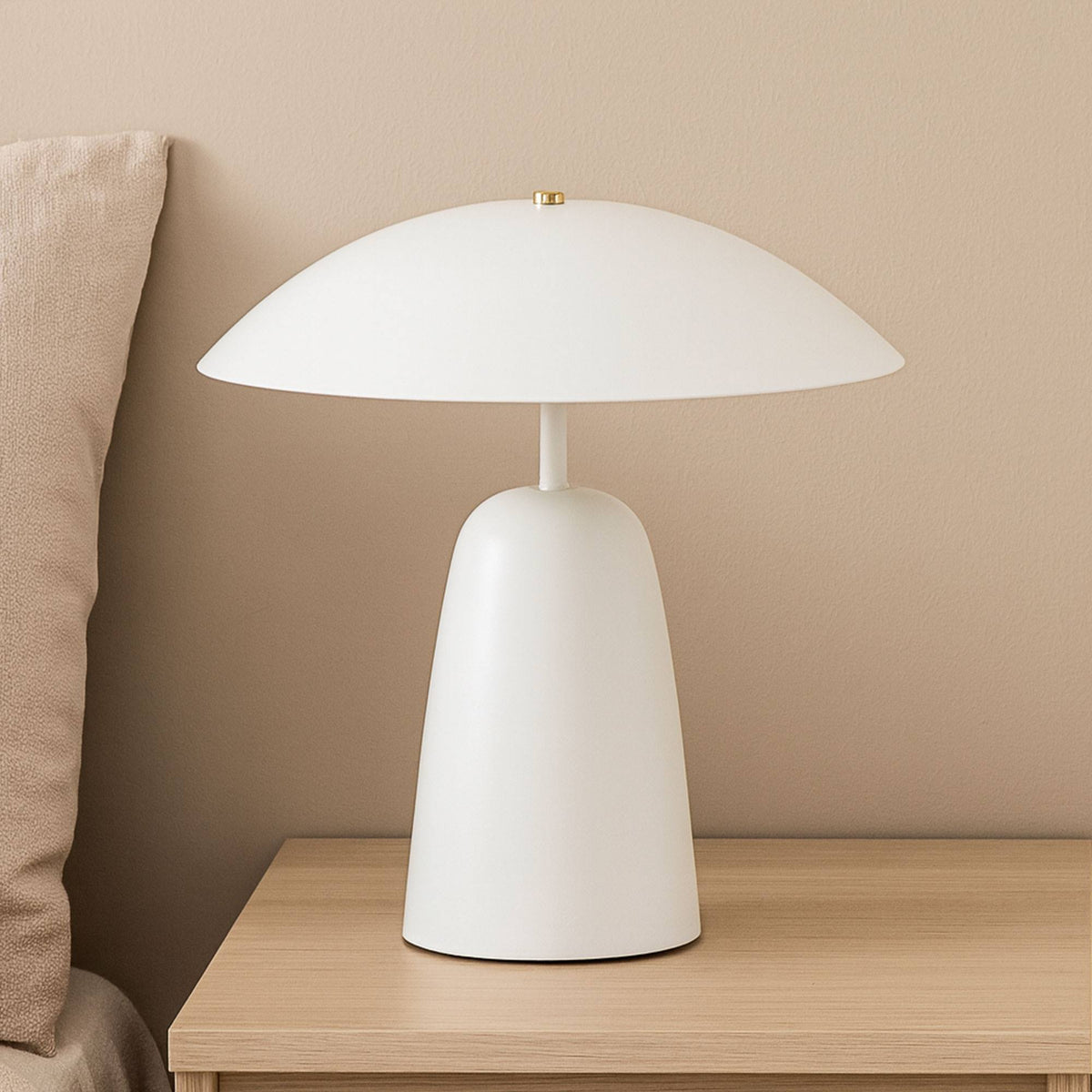 Lámpara de mesa hierro blanco roto pantalla redonda Ø31x39cm (4)