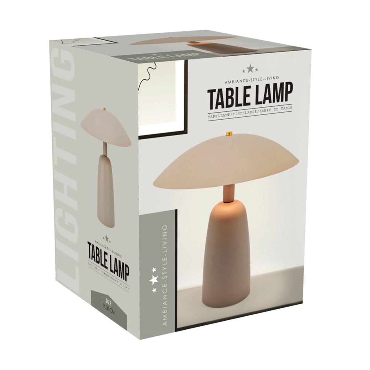 Lámpara de mesa hierro color arena pantalla redonda Ø31x39cm (3)