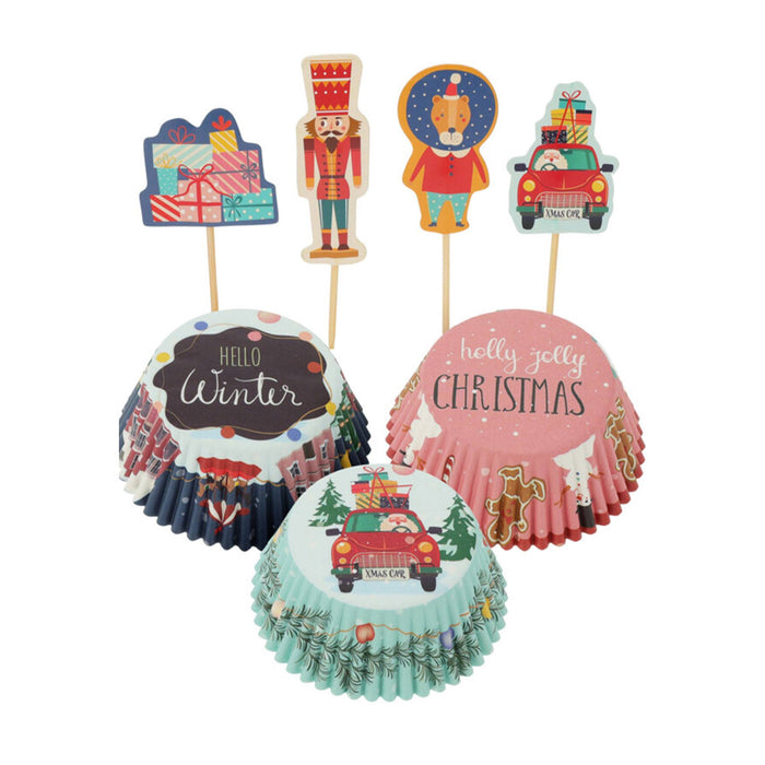 Set cupcakes navidad 72 pzs 36 moldes 36 palillos deco