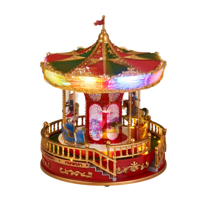 Carrusel navideño LED con música y movimiento 23,2x23,2x28,3cm