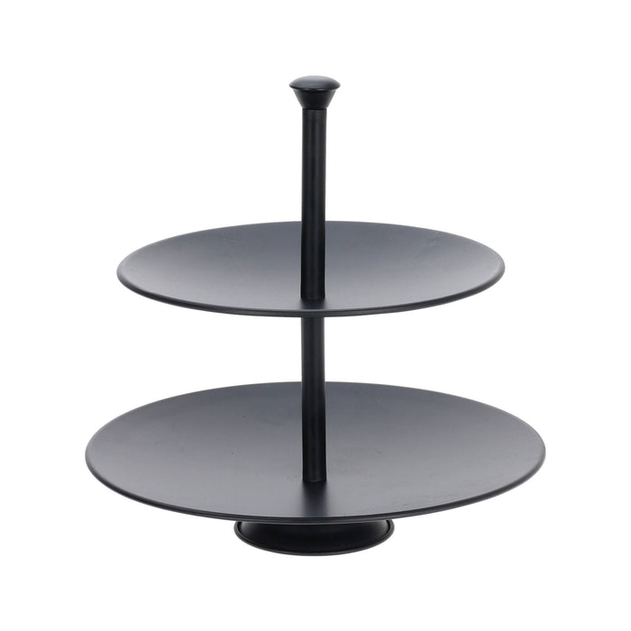 Bandeja de servir 2 alturas acero negro Ø25cm H26cm