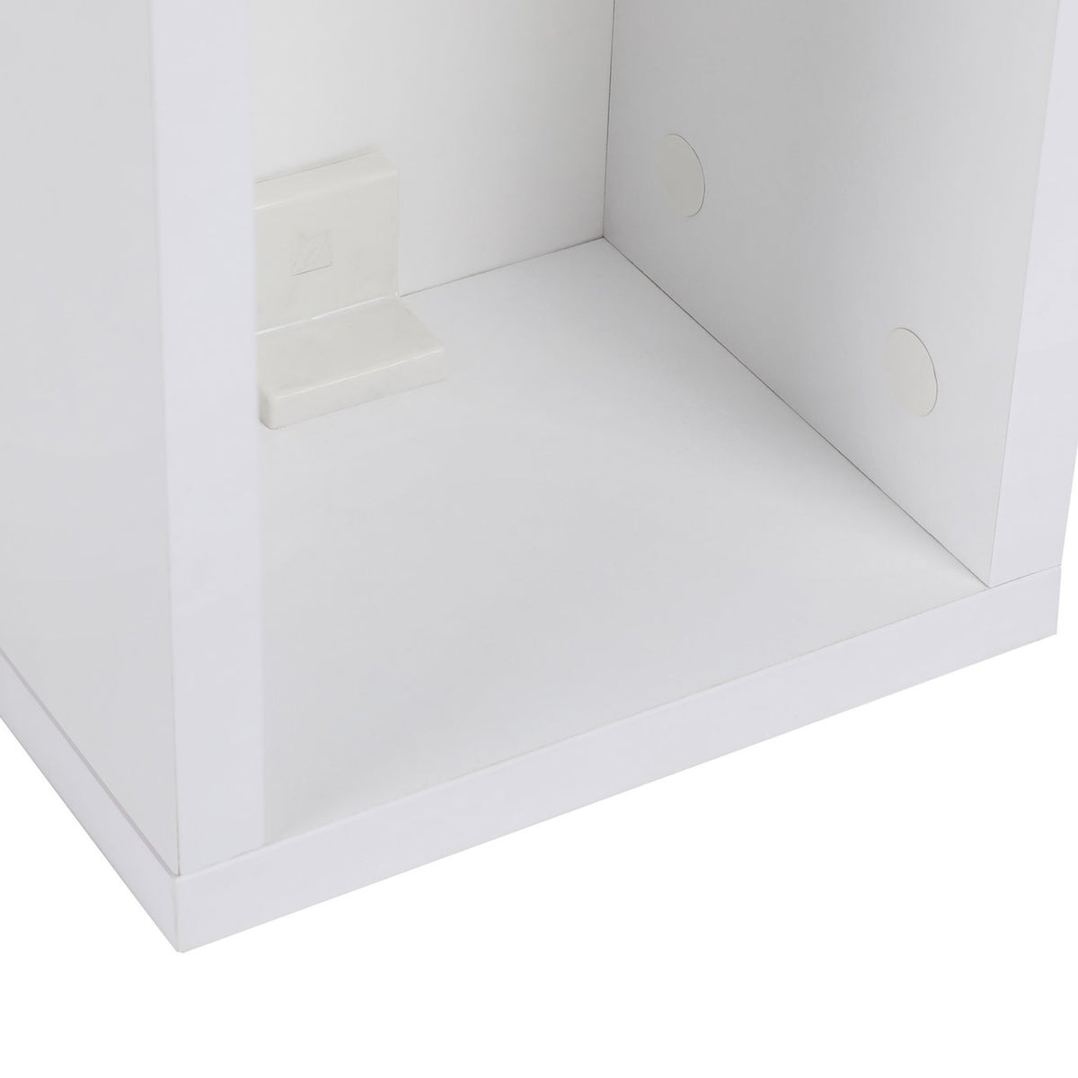 Mesita de noche melamina estrecha con estante blanco 18x15x20cm (3)