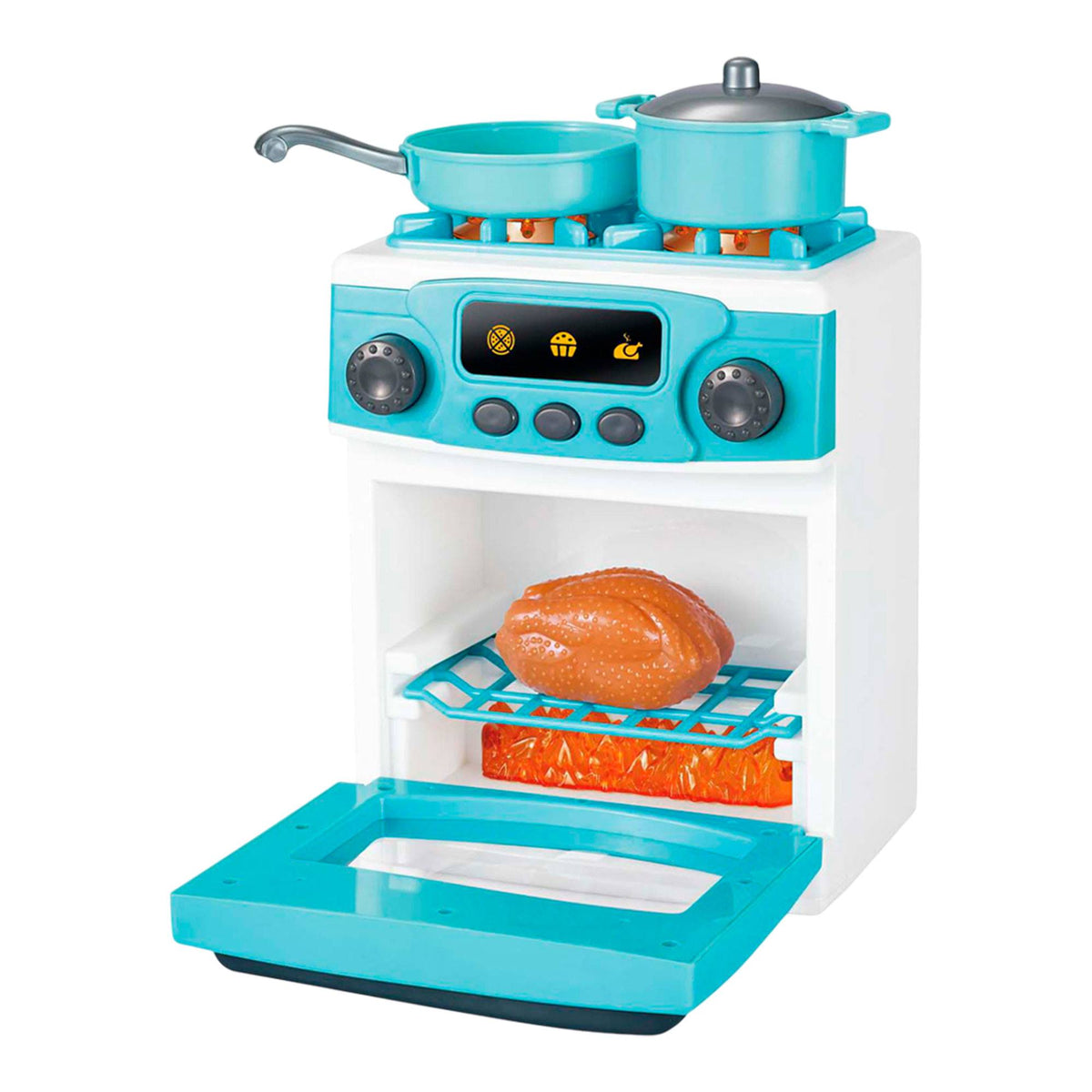 Cocinita de juguete con luz y sonido 17,5x12x23cm incluye ollas (3)
