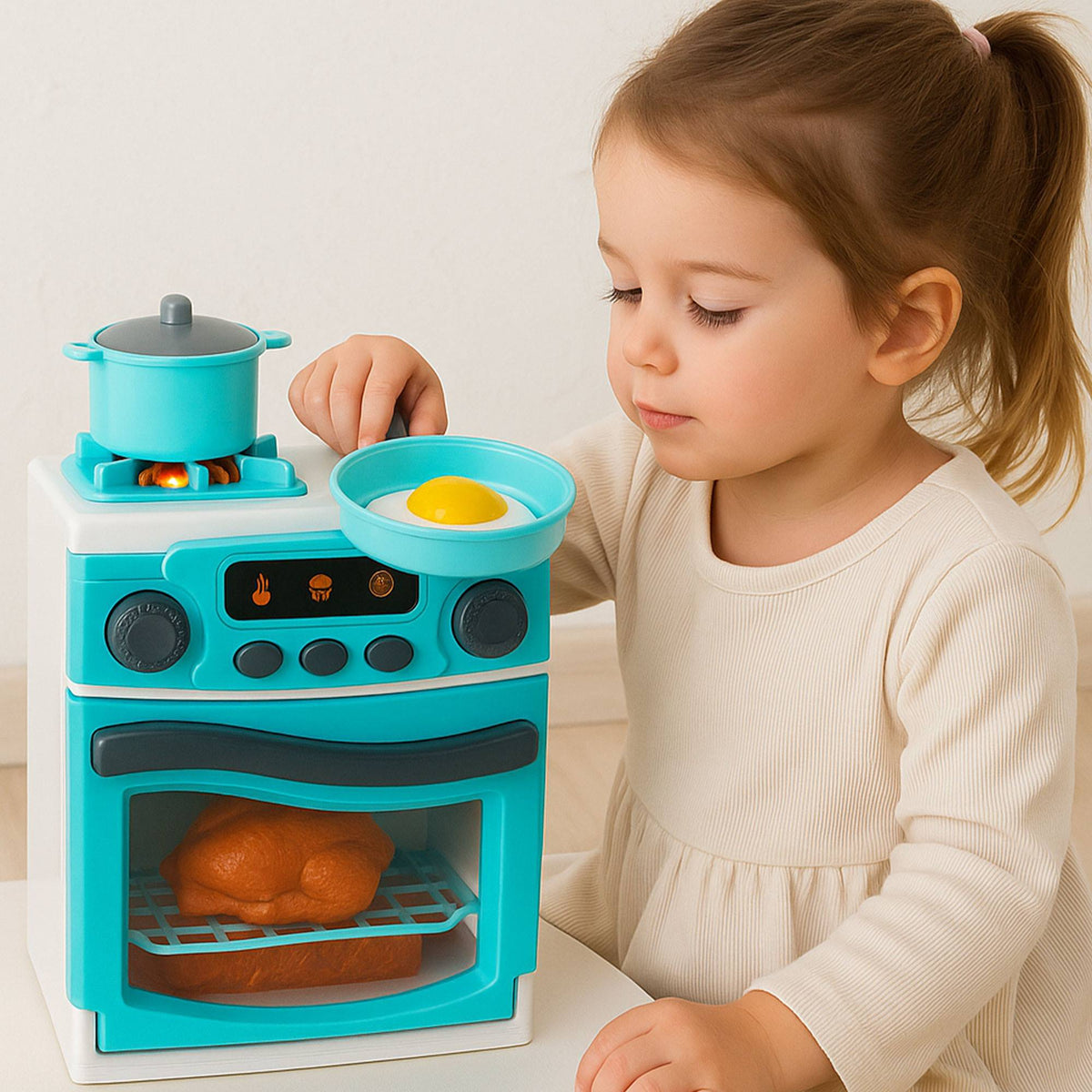 Cocinita de juguete con luz y sonido 17,5x12x23cm incluye ollas (4)