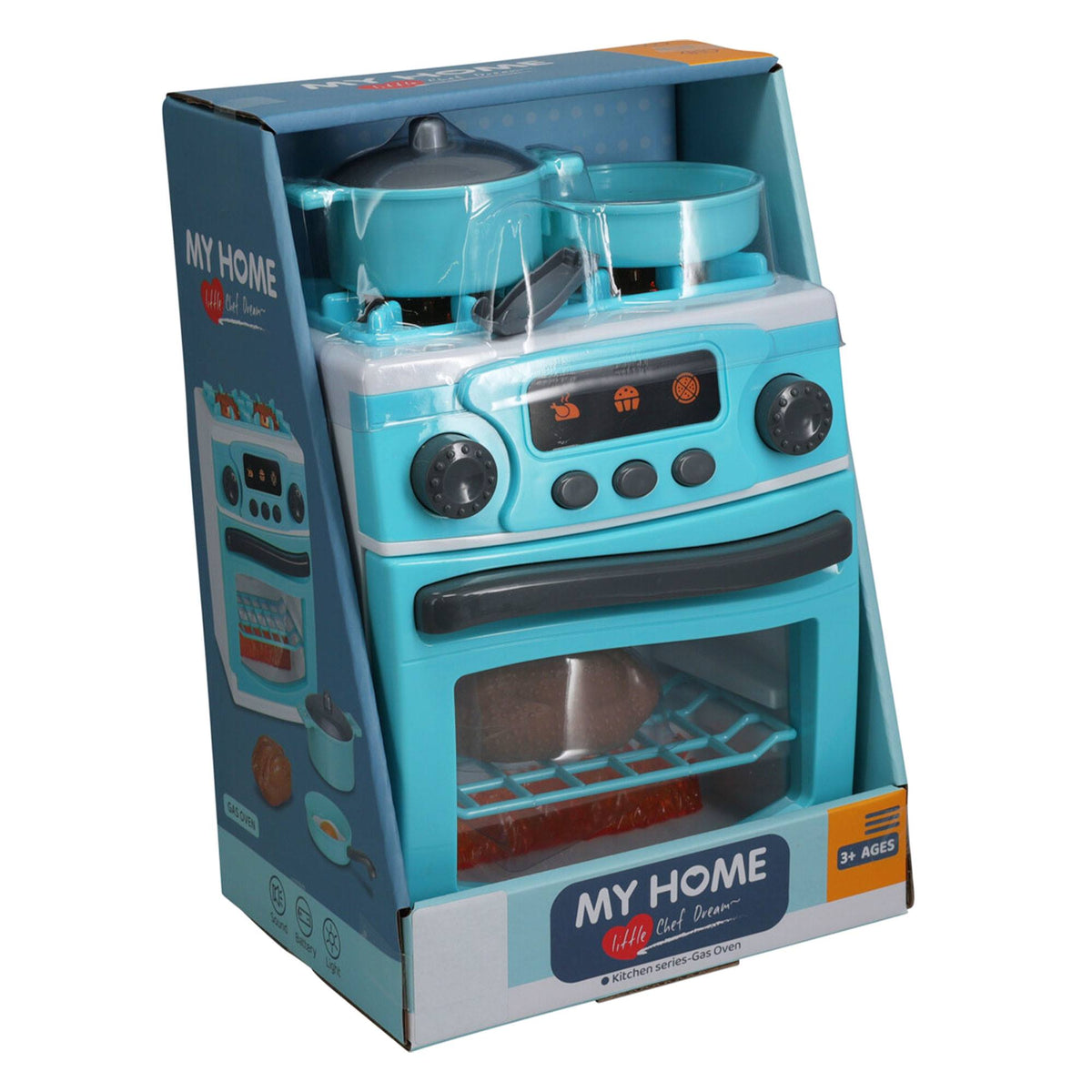 Cocinita de juguete con luz y sonido 17,5x12x23cm incluye ollas (5)