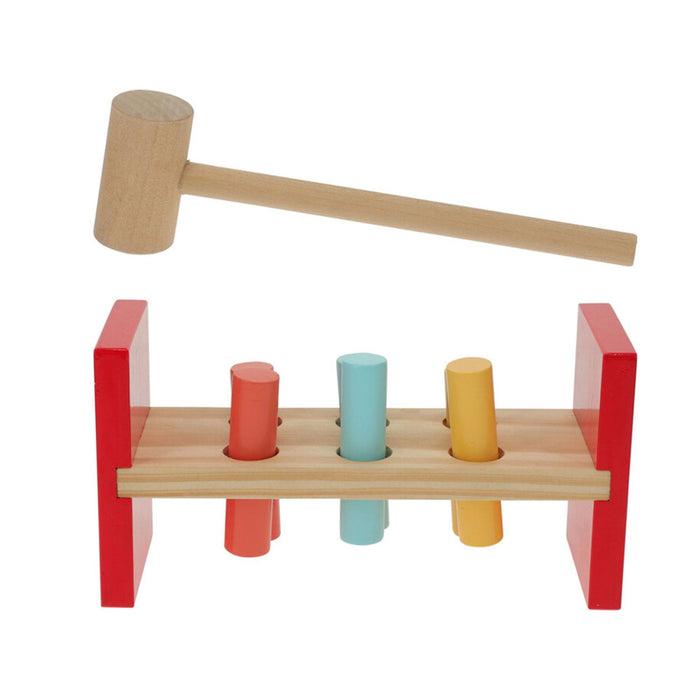 Banco martillos infantil madera pino 6 palos 22x7x11cm