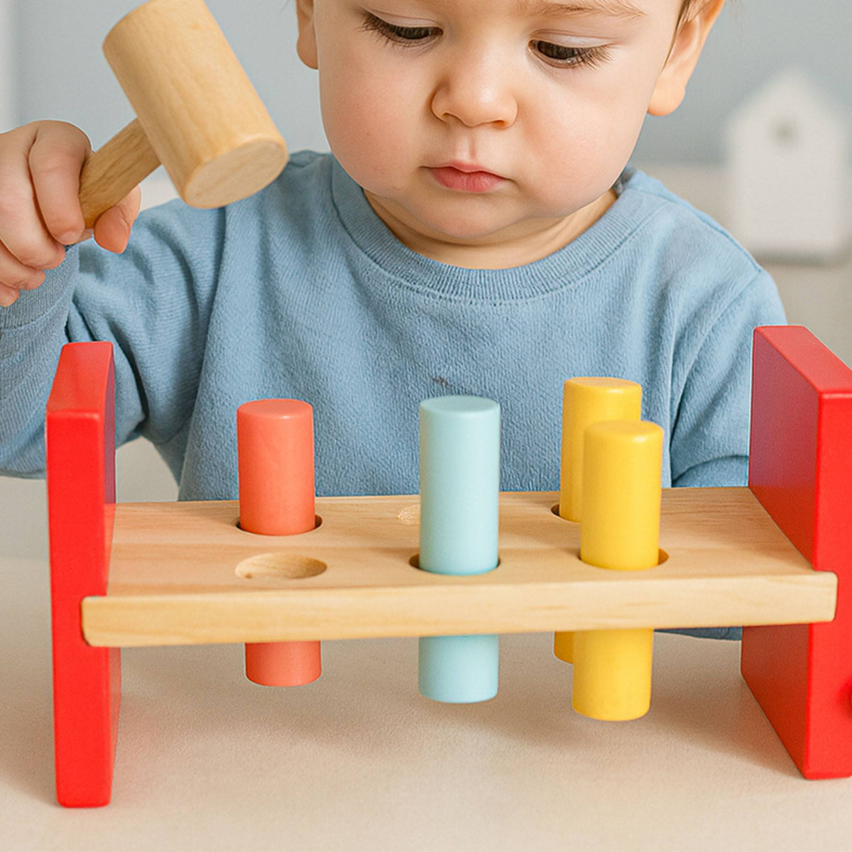 Banco martillos infantil madera pino 6 palos 22x7x11cm (3)