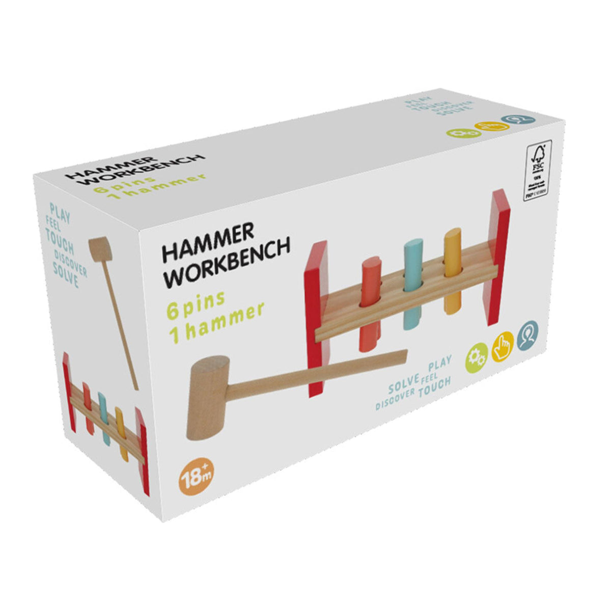 Banco martillos infantil madera pino 6 palos 22x7x11cm (5)