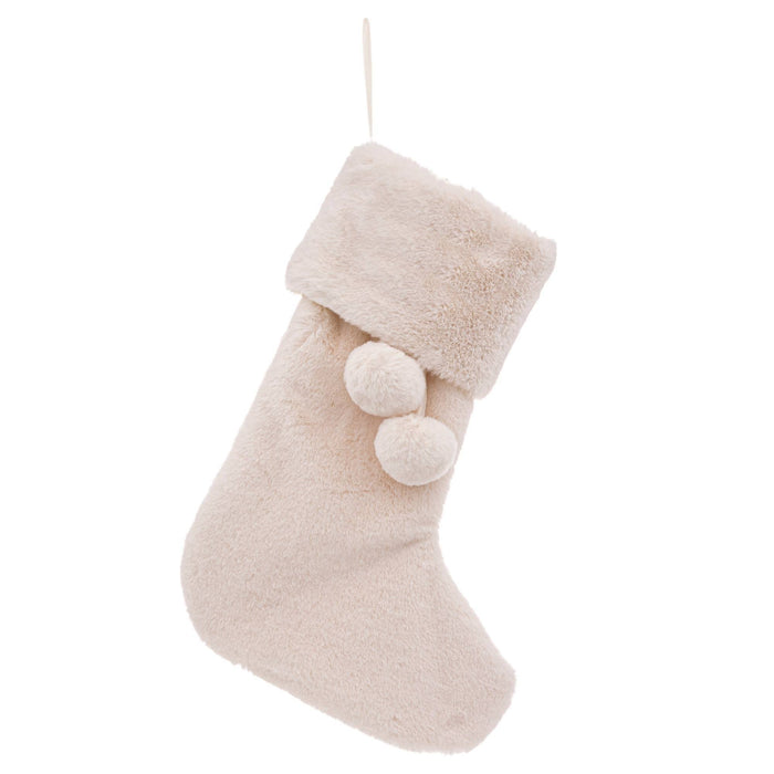 Calcetín navideño blanco piel sintética 45cm chimenea