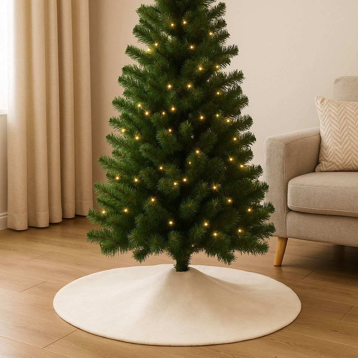 Faldón para árbol de navidad efecto nieve blanco Ø100cm (4)