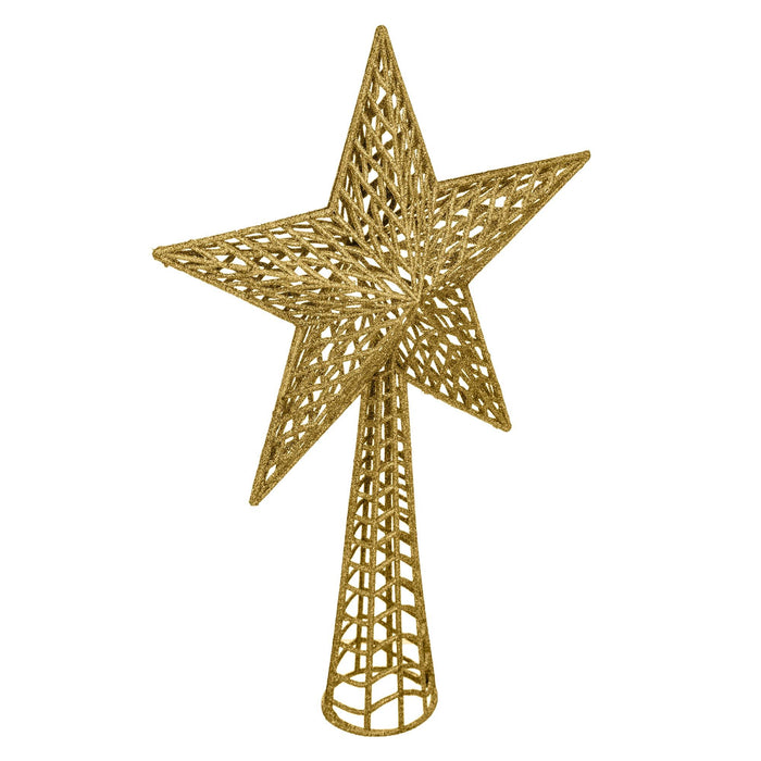 Estrella para árbol de navidad brillante H.38cm color oro
