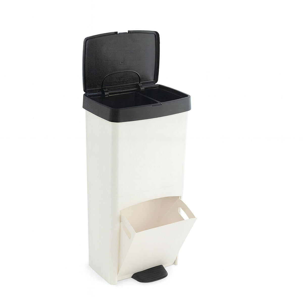 Cubo reciclaje 70L 2 compartimentos vertical Blanco 76cm