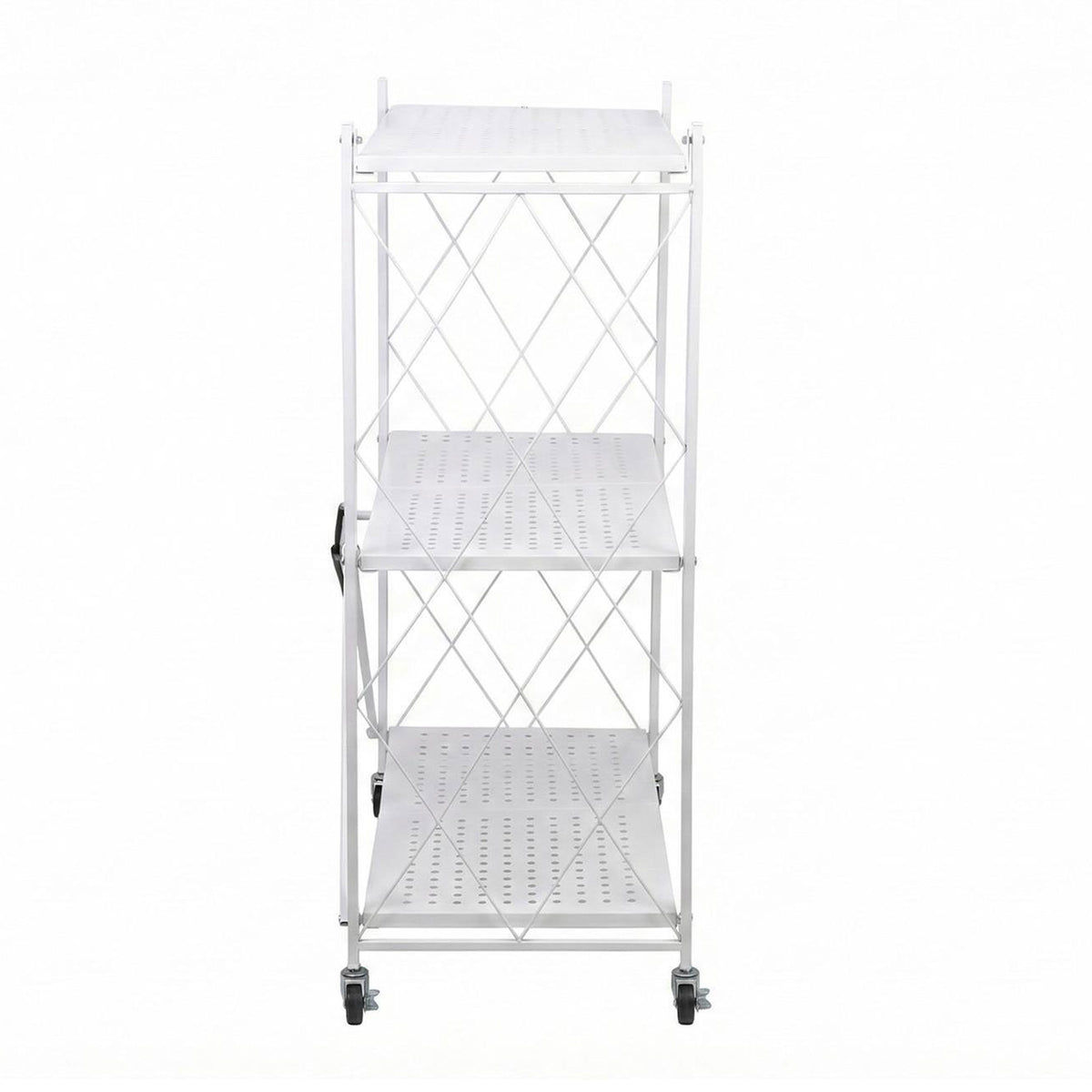 Estantería plegable 3 estantes ruedas sin montaje Blanco (6)