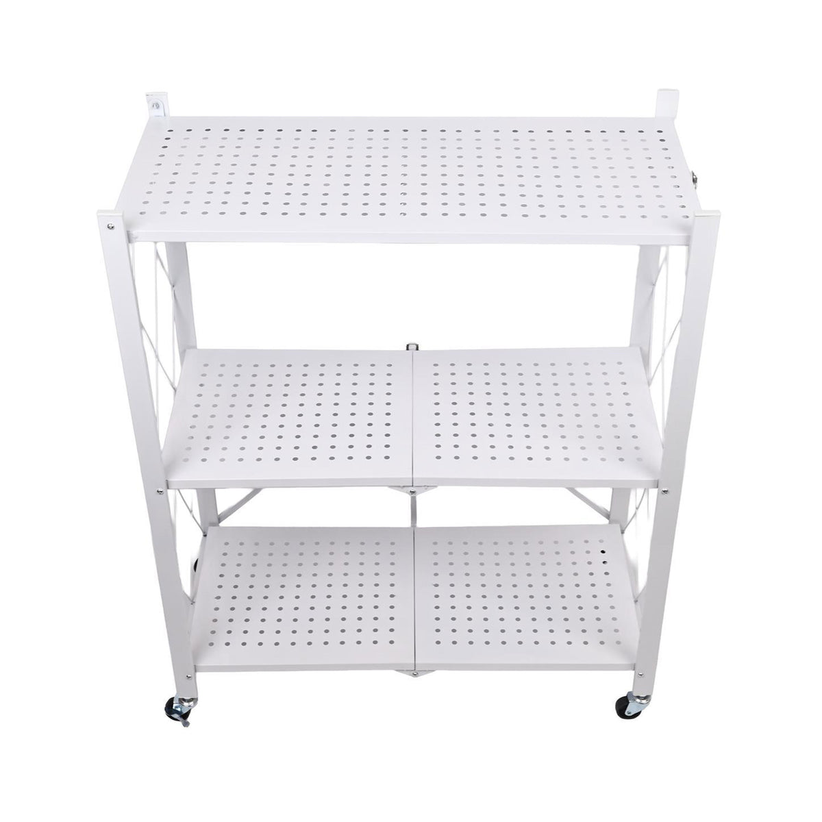 Estantería plegable 3 estantes ruedas sin montaje Blanco (8)