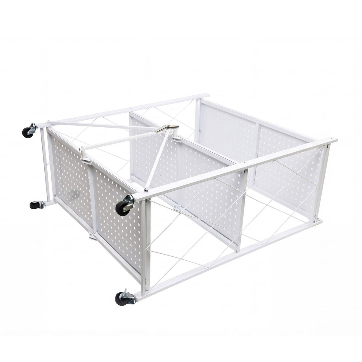 Estantería plegable 3 estantes ruedas sin montaje Blanco (10)