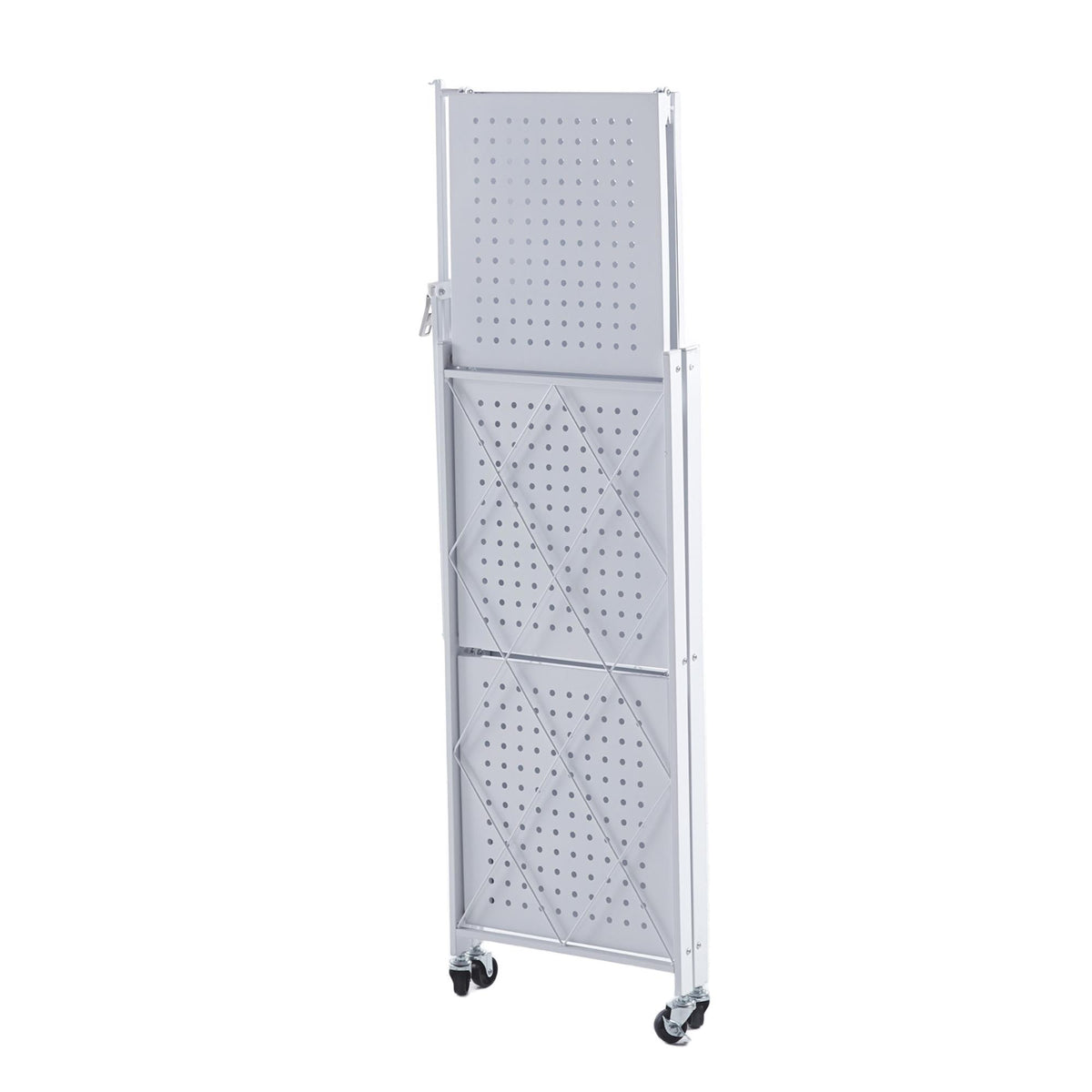 Estantería plegable 3 estantes ruedas sin montaje Blanco (12)