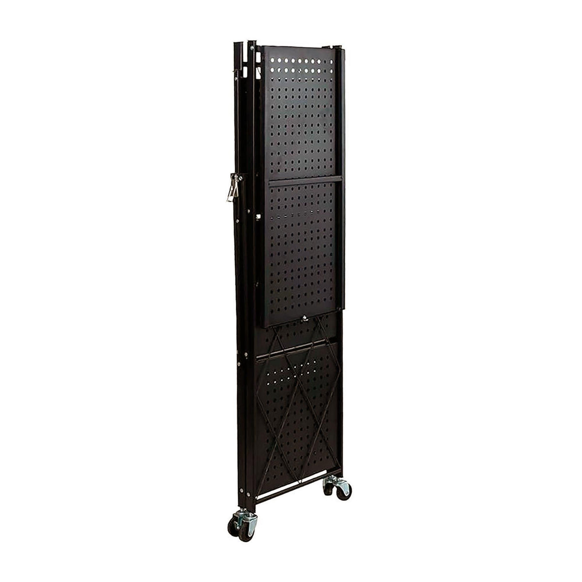 Estantería plegable 4 estantes ruedas sin montaje Negro (12)